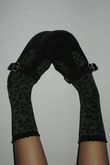 Leopard Scalloped Glitter Socks Olive Black